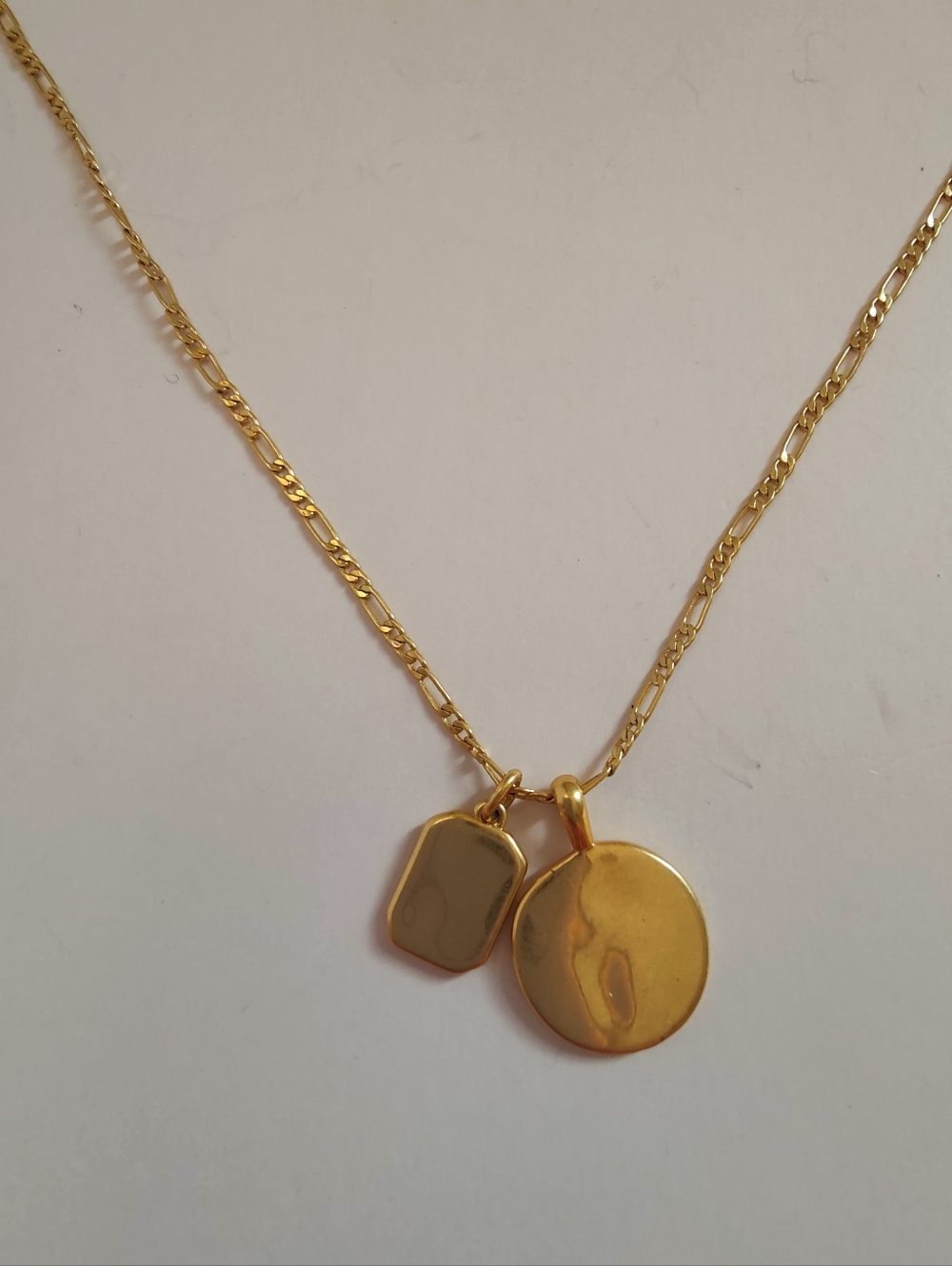 Madewell Gold Tone Layered Pendant Necklace Double Charm Disc Tag 18-21 In - Picture 4 of 9